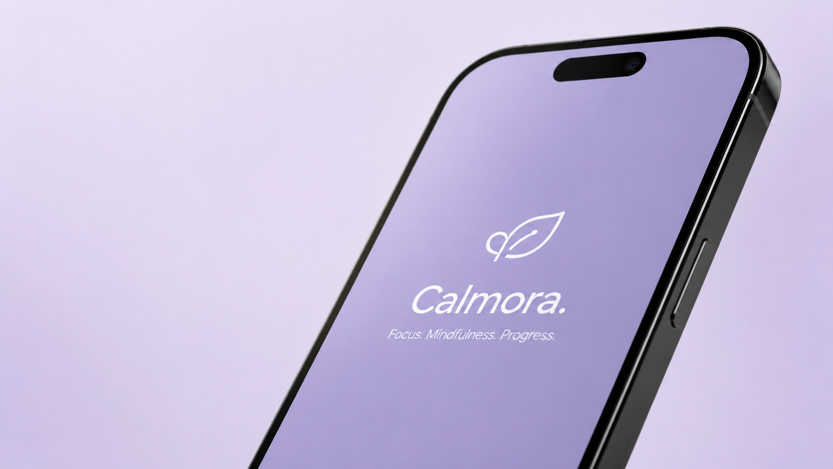Calmora brand screen on a phone